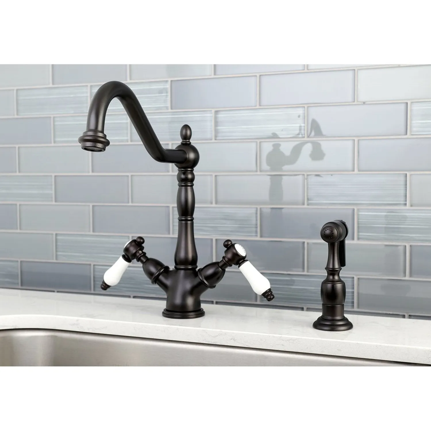 Best Mono Deck Mount Kitchen Faucet with Brass Sprayer Faucets With Side Spray