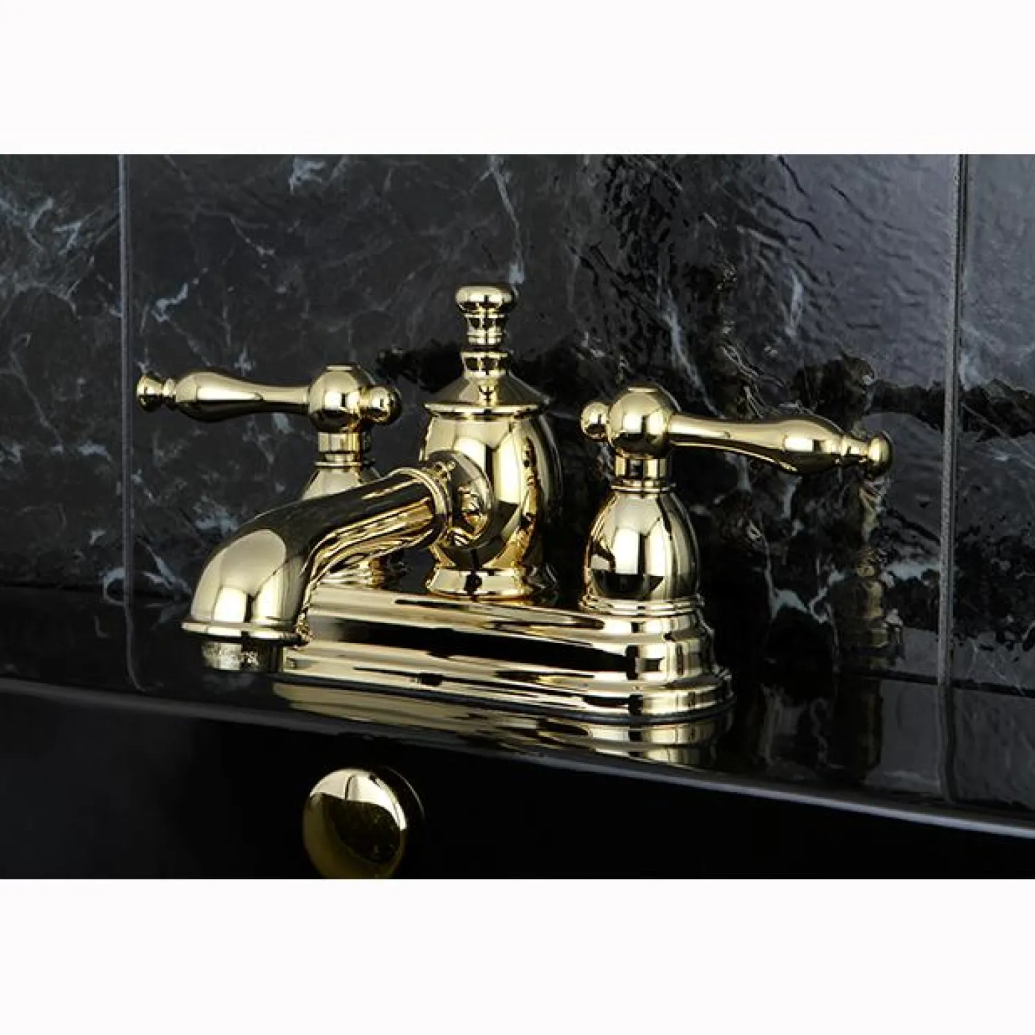 Outlet Naples 4" Centerset Lavatory Faucet with Heritage Spout and Metal Lever Handle 4" Center Set