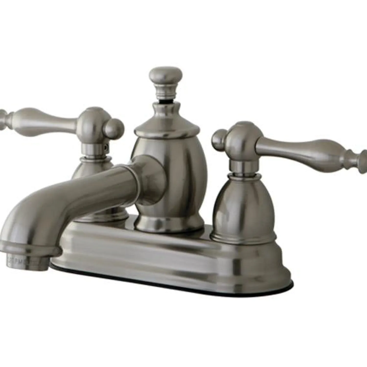 Outlet Naples 4" Centerset Lavatory Faucet with Heritage Spout and Metal Lever Handle 4" Center Set