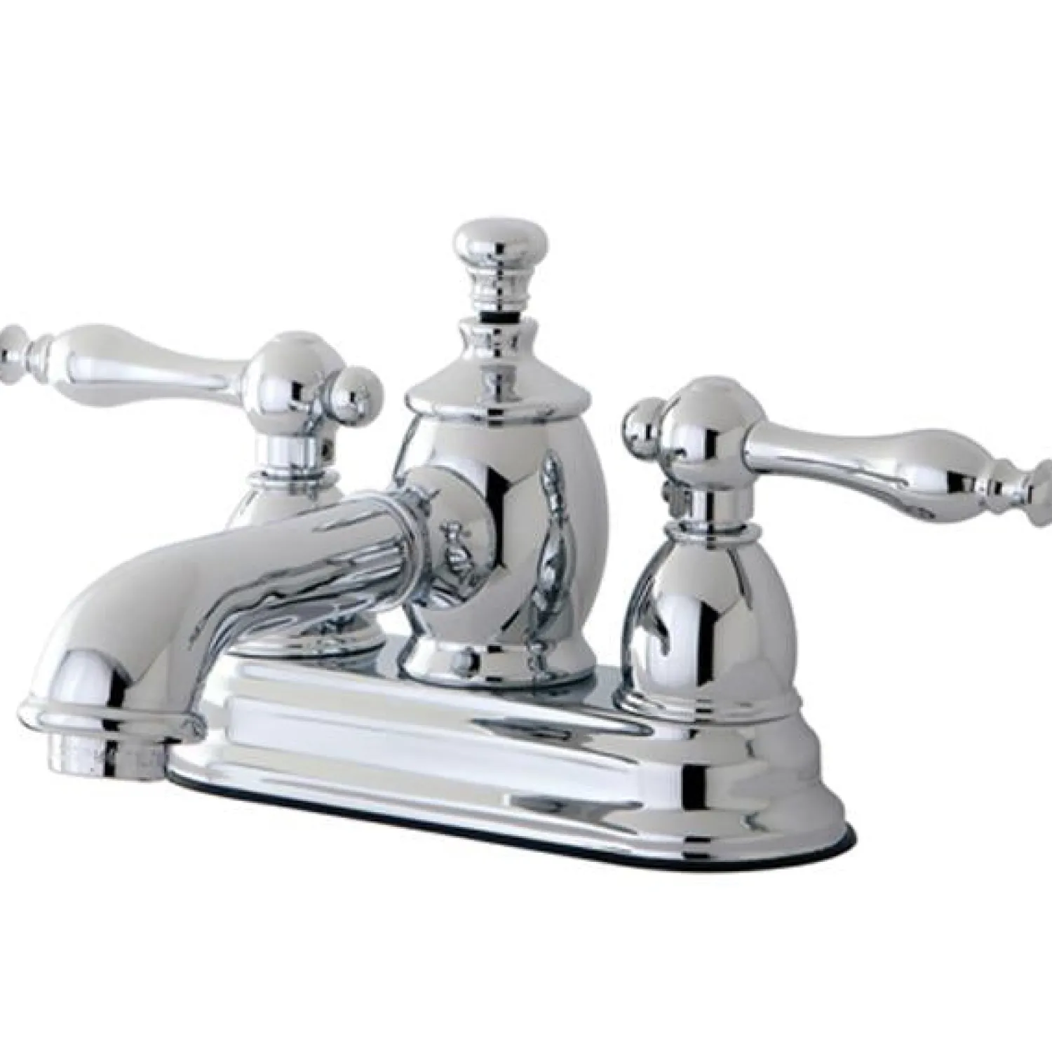 Outlet Naples 4" Centerset Lavatory Faucet with Heritage Spout and Metal Lever Handle 4" Center Set