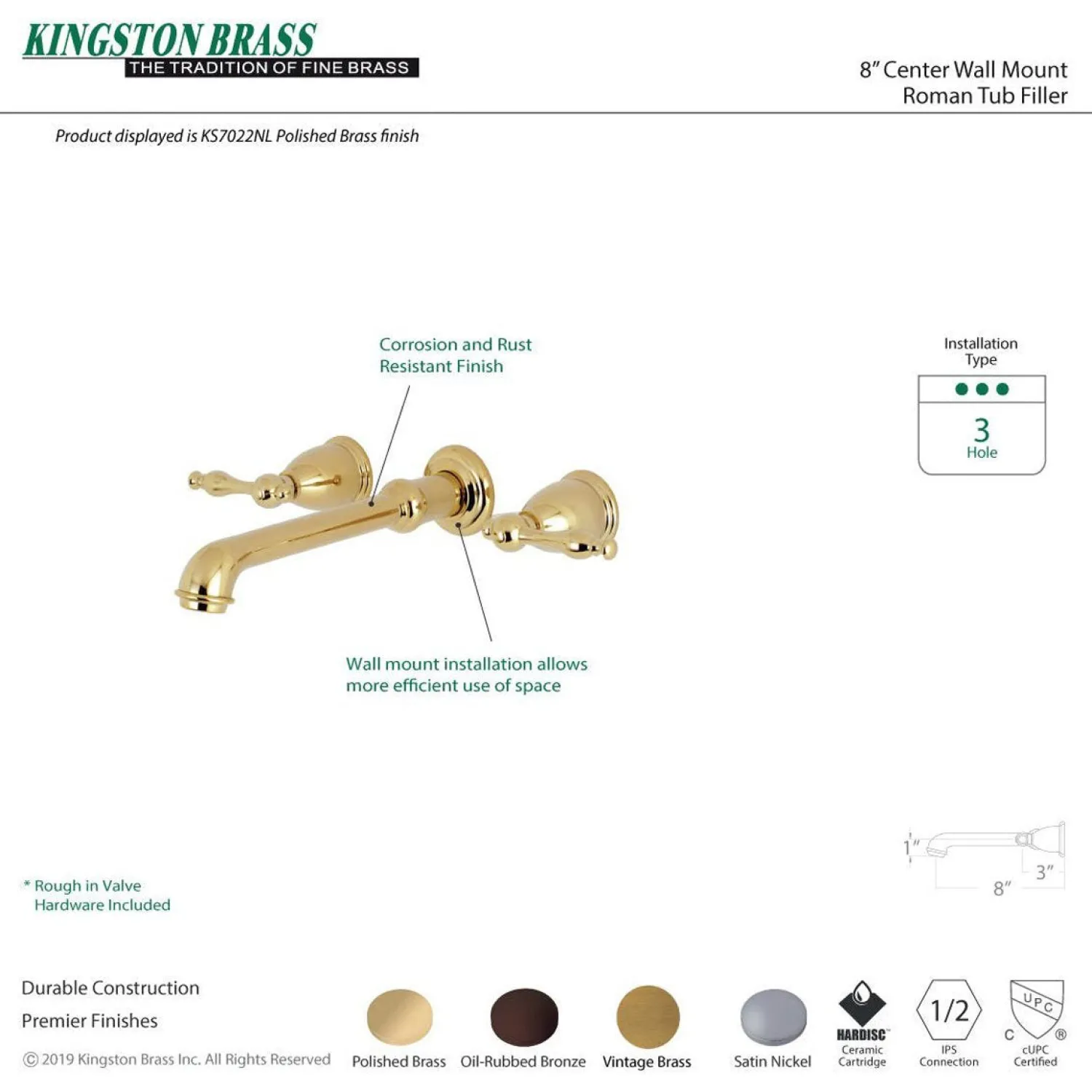 New Naples 2-Handle Wall Mount Roman Tub Faucet Tub Faucets