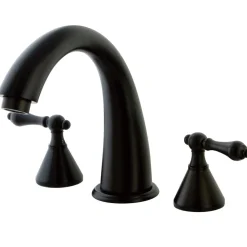 Naples Solid Brass Roman Tub Filler with Two Handle Tub Faucets