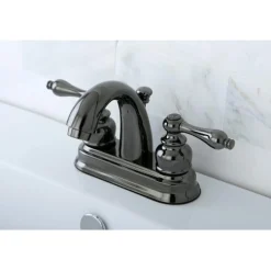 Discount NB5610AL Water Onyx 4 inch Centerset Lavatory Faucet with ABS/Brass Pop up Drain in Black Nickel 4