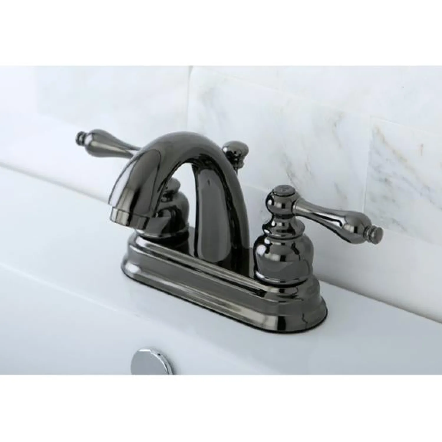 Discount NB5610AL Water Onyx 4 inch Centerset Lavatory Faucet with ABS/Brass Pop up Drain in Black Nickel 4" Center Set