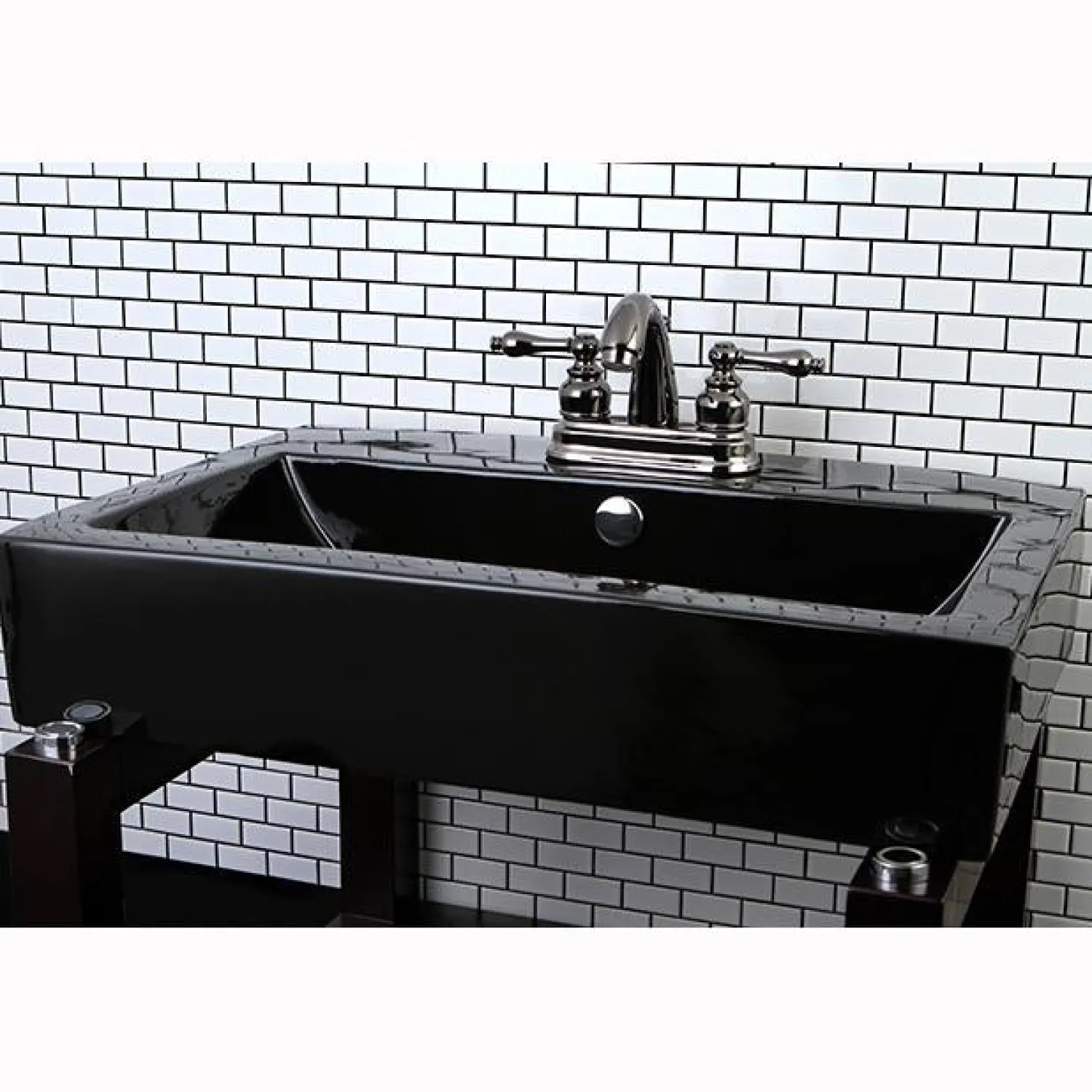 Discount NB5610AL Water Onyx 4 inch Centerset Lavatory Faucet with ABS/Brass Pop up Drain in Black Nickel 4" Center Set
