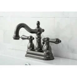 Best NB1600AL Water Onyx 4 inch Centerset Lavatory Faucet with ABS/Brass Pop up Drain in Black Nickel 4" Center Set