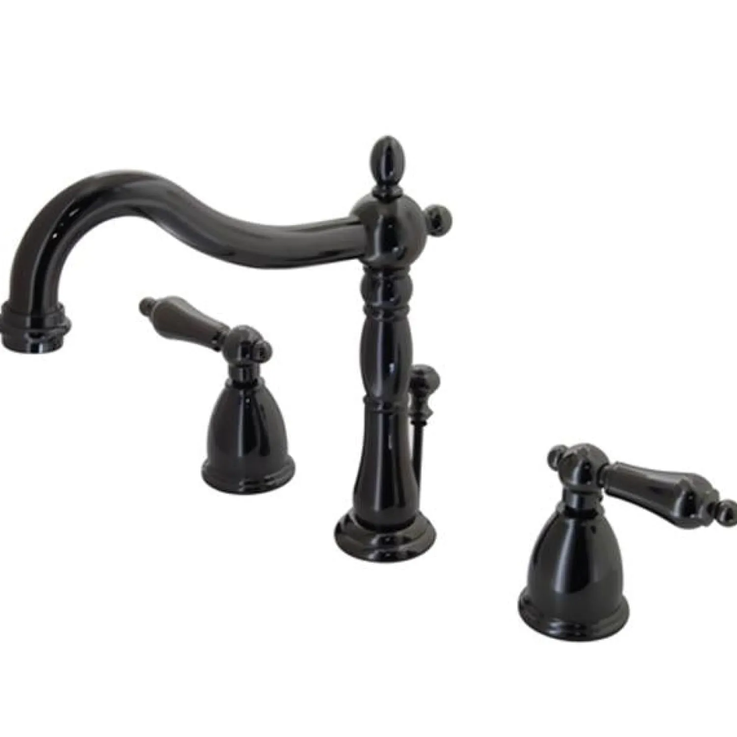 Discount NB1970AL Water Onyx Widespread Lavatory Faucet with Lever Handles and ABS/Brass Pop up Drain in Black Nickel 8" Widespread
