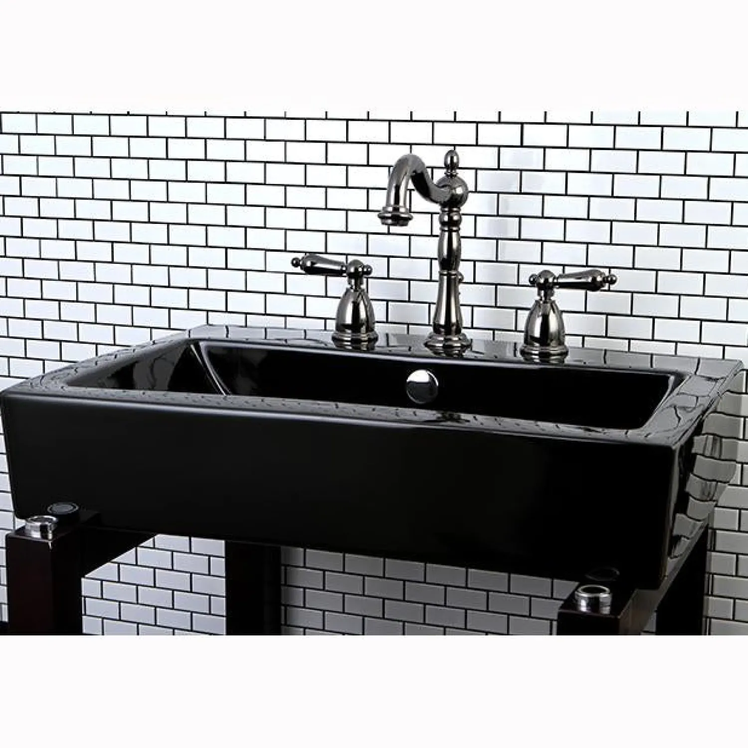 Discount NB1970AL Water Onyx Widespread Lavatory Faucet with Lever Handles and ABS/Brass Pop up Drain in Black Nickel 8" Widespread
