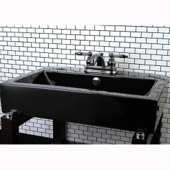 Clearance NB2600KL Water Onyx 4 inch Centerset Lavatory Faucet with ABS/Brass Pop up Drain in Black Nickel 4