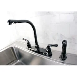 Online NB750SP Water Onyx Two Handle Centerset Kitchen Faucet and Matching Side Sprayer in Black Nickel Faucets With Side Spray