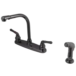 Online NB750SP Water Onyx Two Handle Centerset Kitchen Faucet and Matching Side Sprayer in Black Nickel Faucets With Side Spray