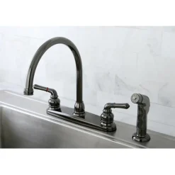 Best NB790SP Water Onyx Two Handle Centerset Kitchen Faucet and Matching Side Sprayer in Black Nickel Faucets With Side Spray