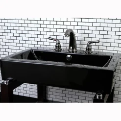 New NB980 Water Onyx Two Handle Widespread Lavatory Drain in Black Nickel 8" Widespread