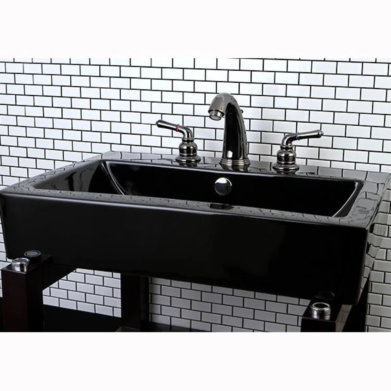 New NB980 Water Onyx Two Handle Widespread Lavatory Drain in Black Nickel 8" Widespread