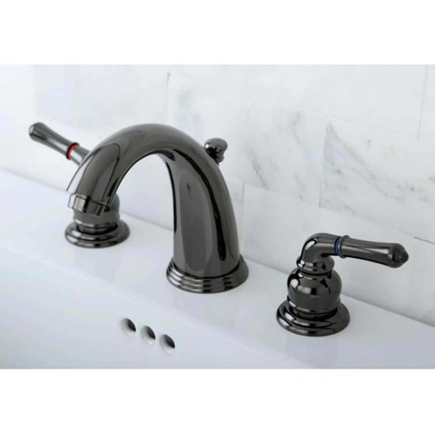 New NB980 Water Onyx Two Handle Widespread Lavatory Drain in Black Nickel 8" Widespread
