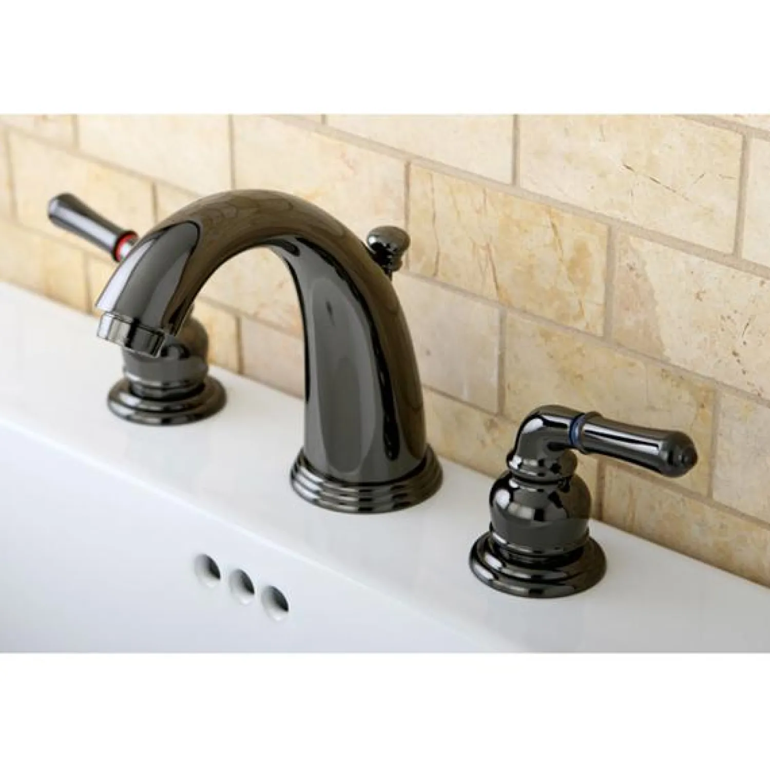 New NB980 Water Onyx Two Handle Widespread Lavatory Drain in Black Nickel 8" Widespread