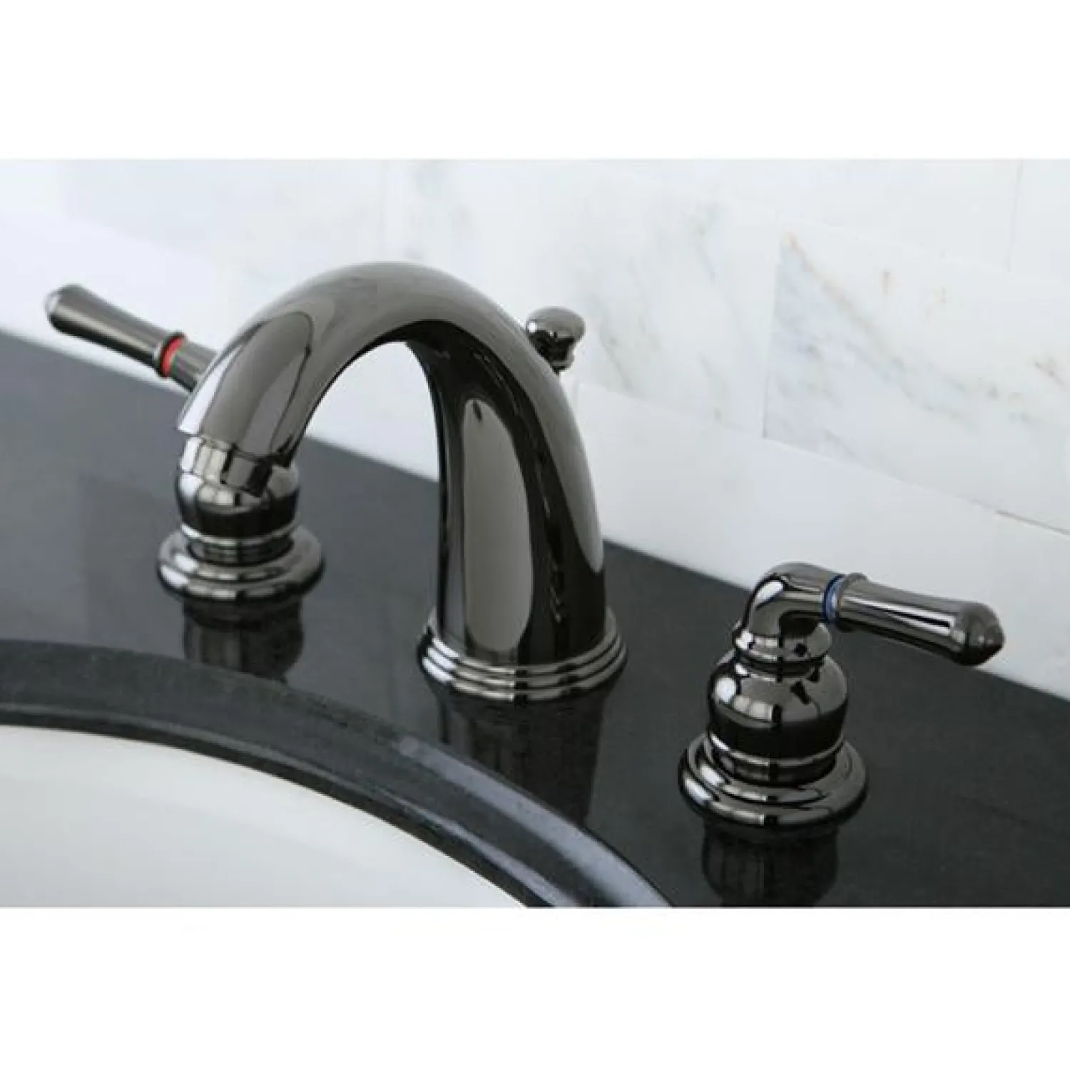 New NB980 Water Onyx Two Handle Widespread Lavatory Drain in Black Nickel 8" Widespread