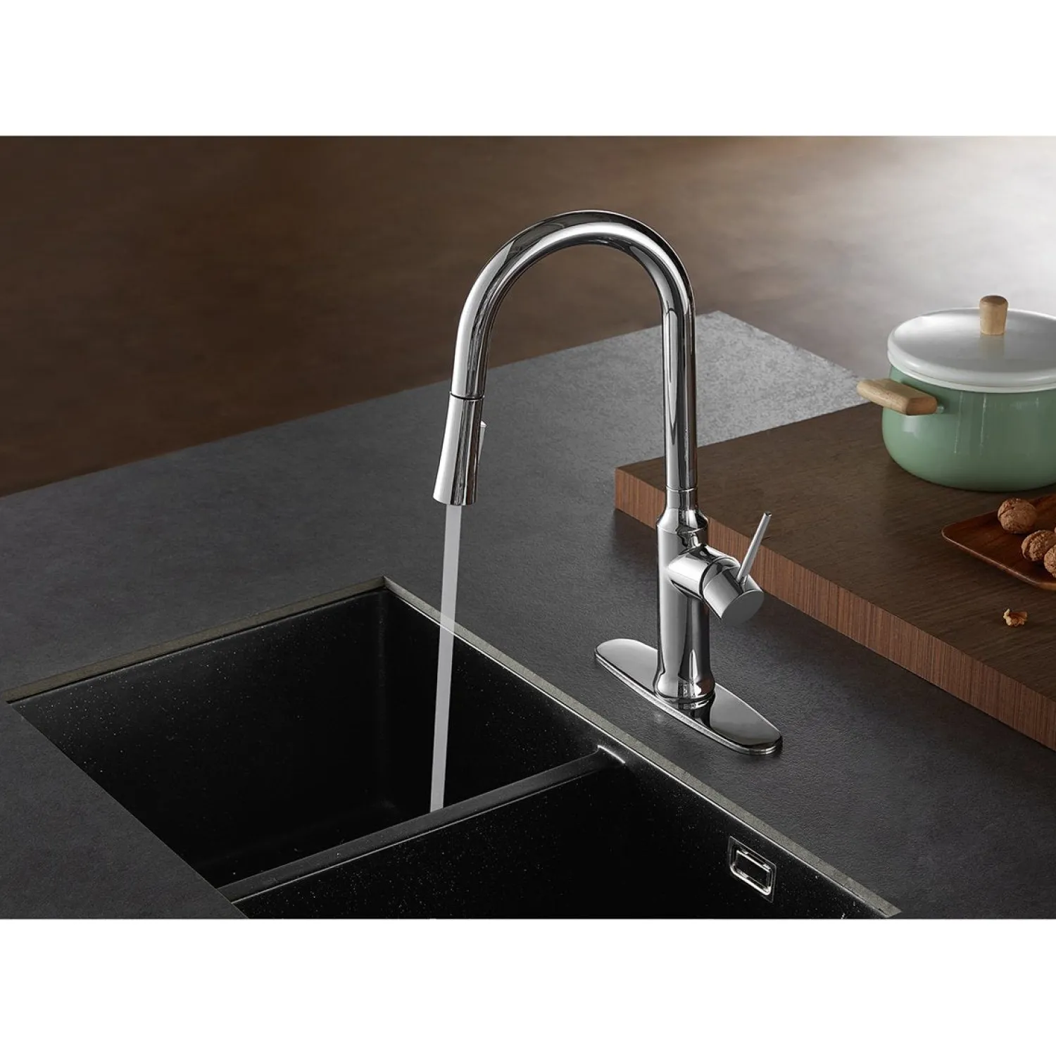 Outlet New York Gourmetier Deck Mount Single-Handle Pull-Down Kitchen Faucet Single Hole
