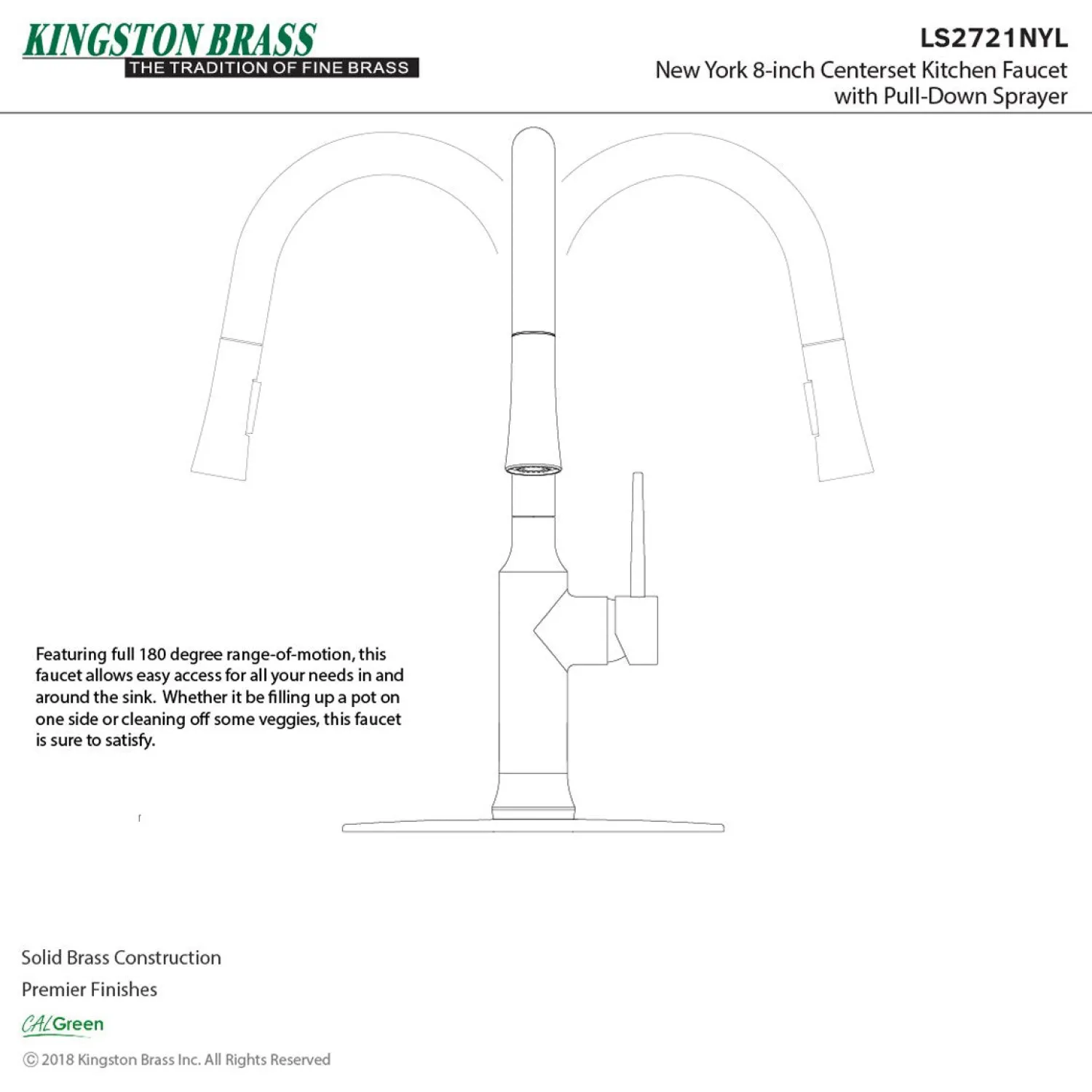 Outlet New York Gourmetier Deck Mount Single-Handle Pull-Down Kitchen Faucet Single Hole