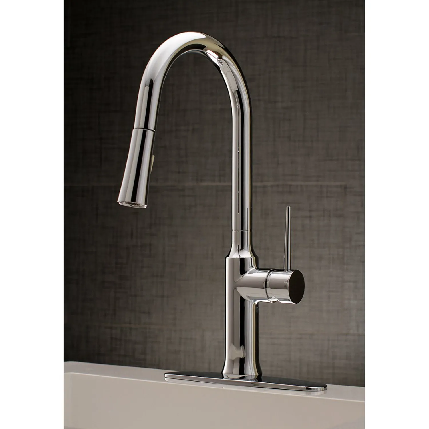 Outlet New York Gourmetier Deck Mount Single-Handle Pull-Down Kitchen Faucet Single Hole