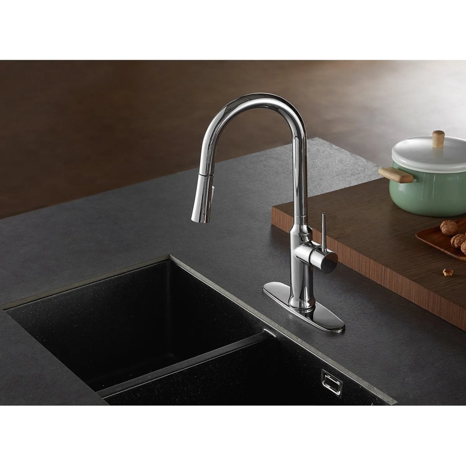 Outlet New York Gourmetier Deck Mount Single-Handle Pull-Down Kitchen Faucet Single Hole
