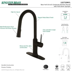Outlet New York Gourmetier Deck Mount Single-Handle Pull-Down Kitchen Faucet Single Hole