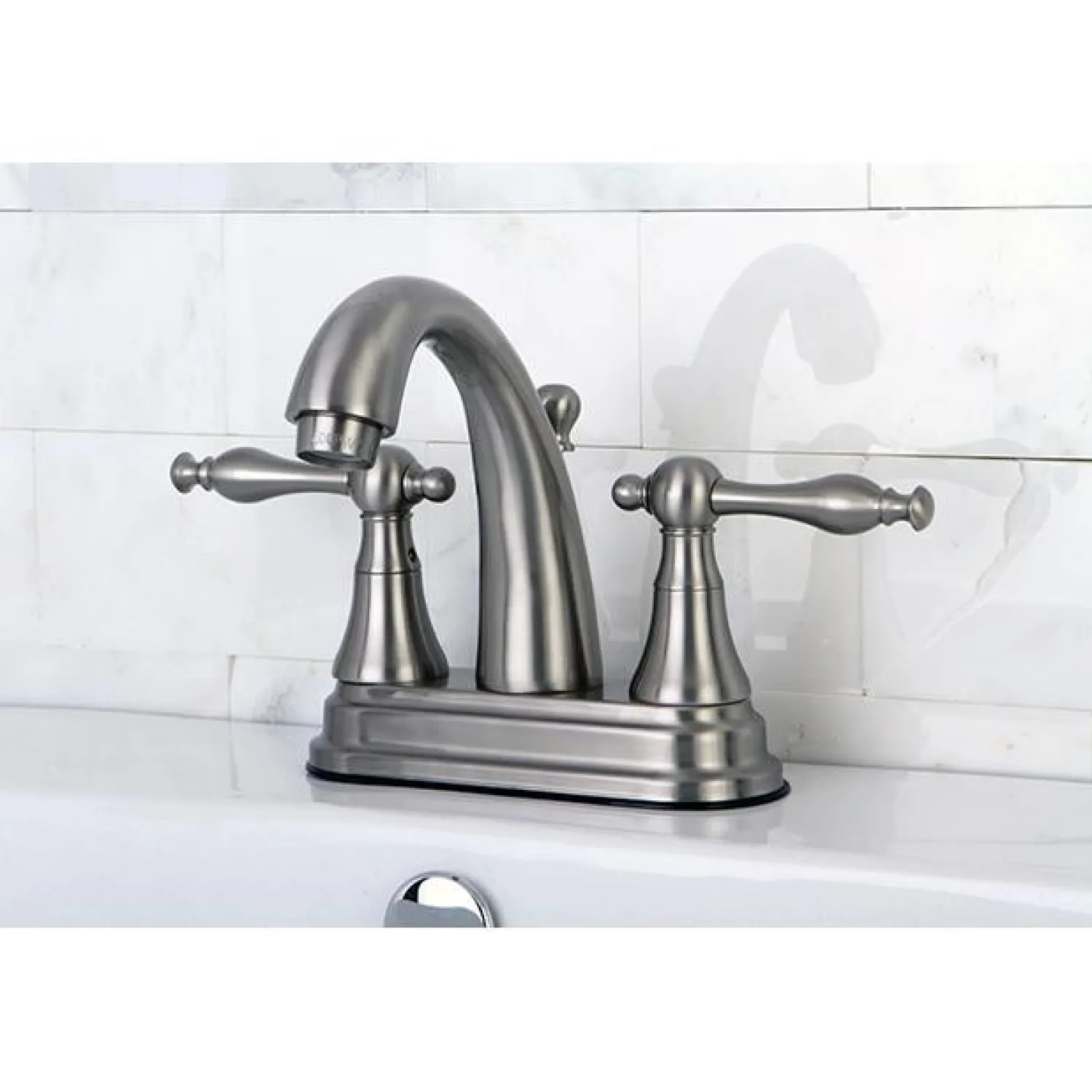 Hot Normandy Two Handle 4" Centerset Lavatory Faucet with Brass Pop-up 4" Center Set
