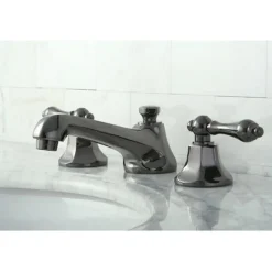 Sale NS4460AL Water Onyx Widespread Lavatory Faucet with Lever Handles and Brass Pop up Drain in Black Nickel 8" Widespread