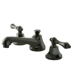 Sale NS4460AL Water Onyx Widespread Lavatory Faucet with Lever Handles and Brass Pop up Drain in Black Nickel 8