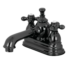 Discount NS7010AX Water Onyx 4-Inch Centerset Bathroom Faucet with Brass Pop-Up in Bright Black Stainless Steel 4" Center Set