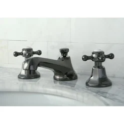 Clearance NS4460BX Water Onyx Widespread Lavatory Faucet with Cross Handles and Brass Pop up Drain in Black Nickel 8
