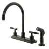 Sale NS8790DKLSP Water Onyx 8 inch Centerset Kitchen Faucet with Lever Handles and Matching Side Sprayer in Black Nickel Faucets With Side Spray
