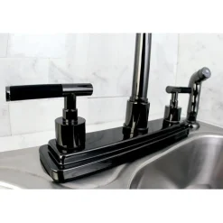 Sale NS8790DKLSP Water Onyx 8 inch Centerset Kitchen Faucet with Lever Handles and Matching Side Sprayer in Black Nickel Faucets With Side Spray