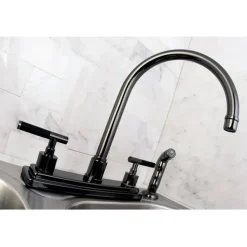 Sale NS8790DKLSP Water Onyx 8 inch Centerset Kitchen Faucet with Lever Handles and Matching Side Sprayer in Black Nickel Faucets With Side Spray