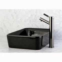 Outlet NS8410DKL Water Onyx Single Handle Vessel Sink Faucet with Anti-Slide Handle Sleeve Less Pop up and Plate in Black Nickel Vessel Faucets