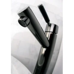 Outlet NS8410DKL Water Onyx Single Handle Vessel Sink Faucet with Anti-Slide Handle Sleeve Less Pop up and Plate in Black Nickel Vessel Faucets