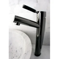 Outlet NS8410DKL Water Onyx Single Handle Vessel Sink Faucet with Anti-Slide Handle Sleeve Less Pop up and Plate in Black Nickel Vessel Faucets