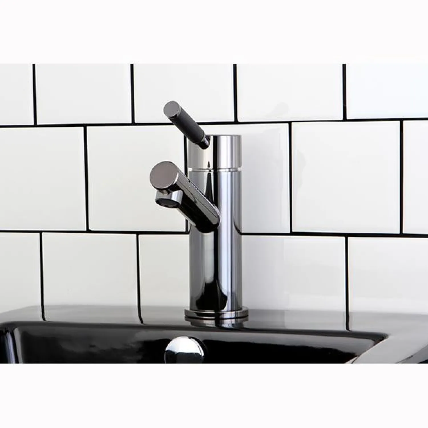 Discount NS8420DKL Water Onyx Single Handle Lavatory Faucet with Anti-Slide Handle Sleeve and Brass Pop up Drain in Black Nickel 4" Center Set