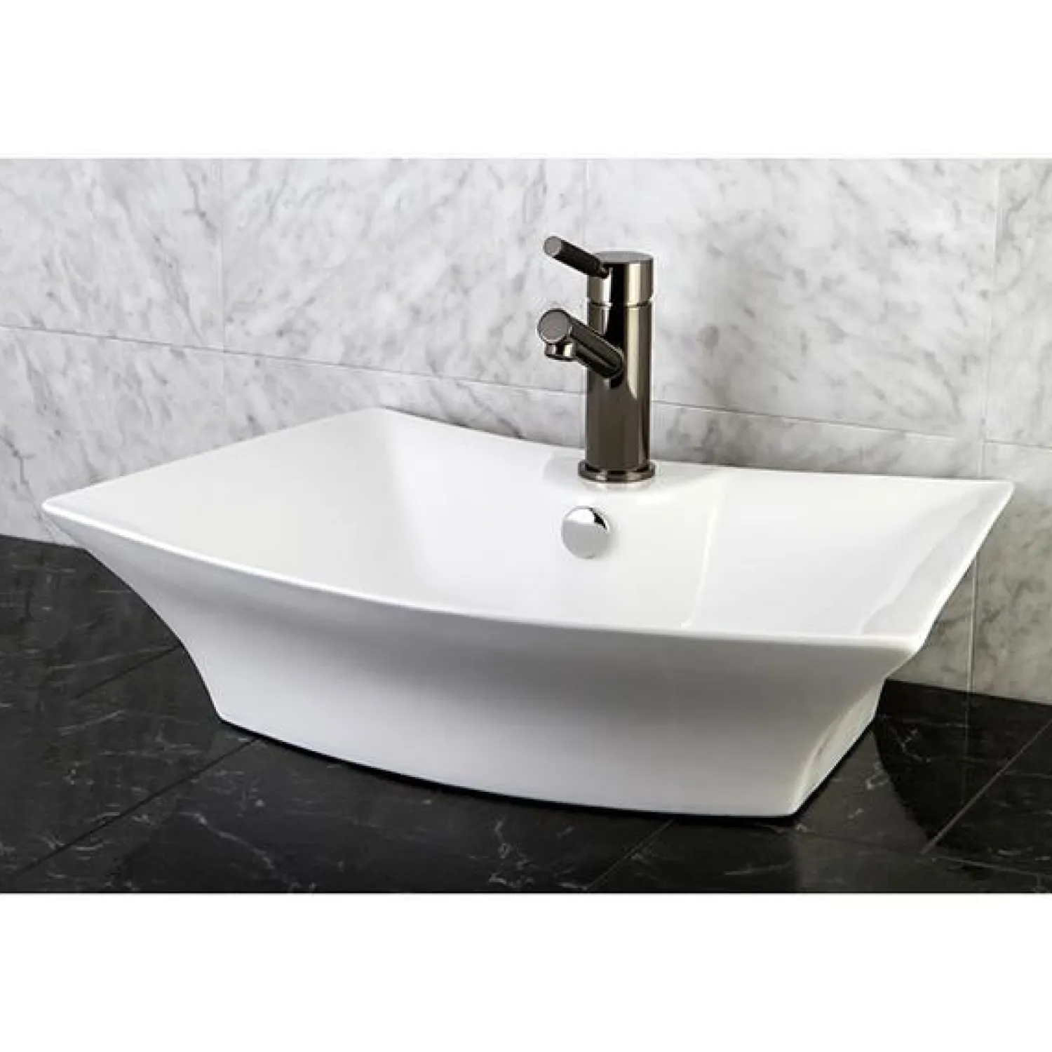 Discount NS8420DKL Water Onyx Single Handle Lavatory Faucet with Anti-Slide Handle Sleeve and Brass Pop up Drain in Black Nickel 4" Center Set