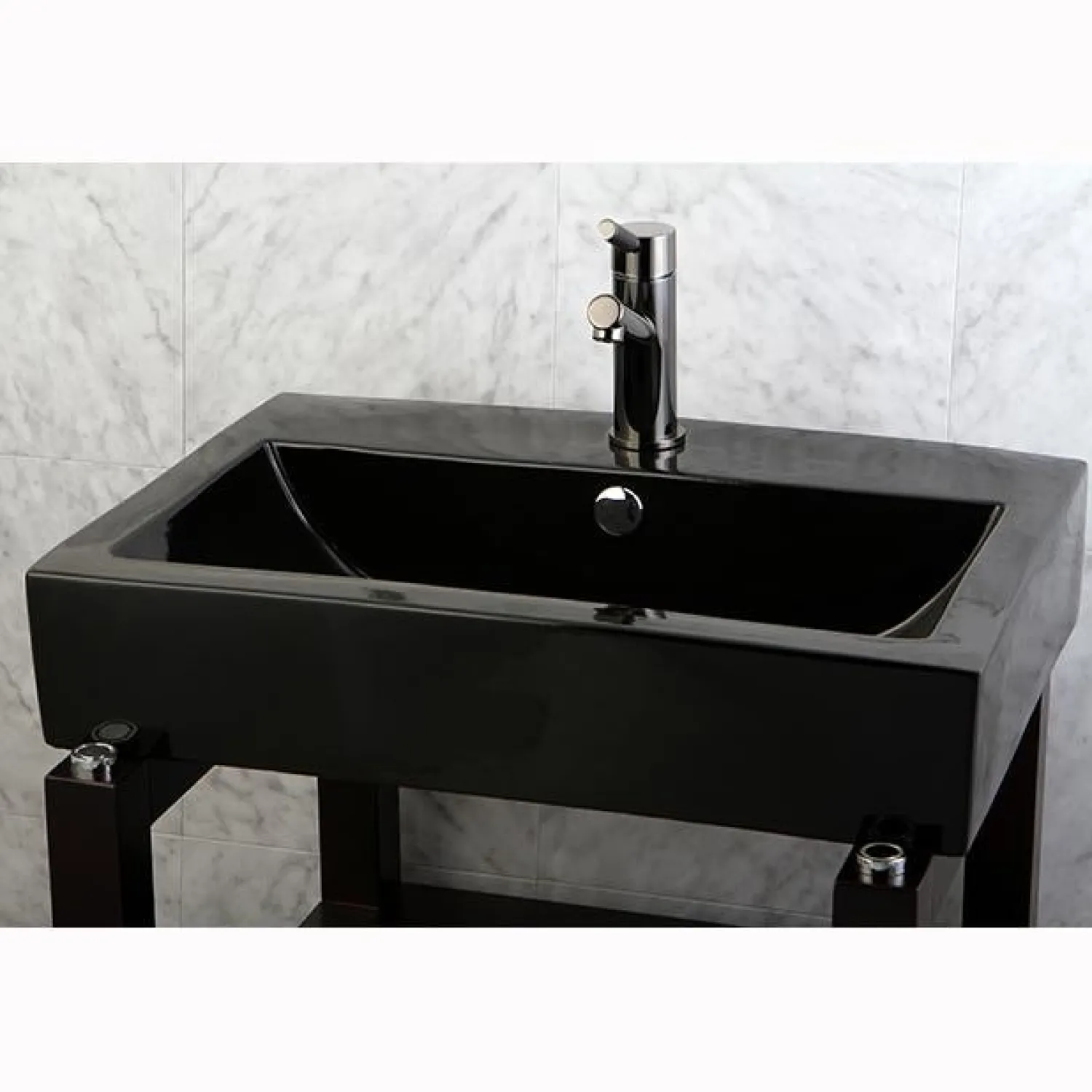 Discount NS8420DKL Water Onyx Single Handle Lavatory Faucet with Anti-Slide Handle Sleeve and Brass Pop up Drain in Black Nickel 4" Center Set