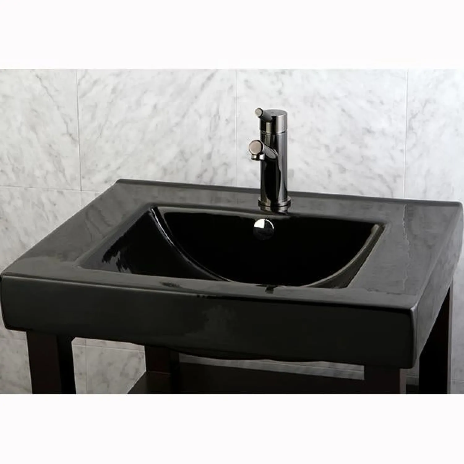 Discount NS8420DKL Water Onyx Single Handle Lavatory Faucet with Anti-Slide Handle Sleeve and Brass Pop up Drain in Black Nickel 4" Center Set