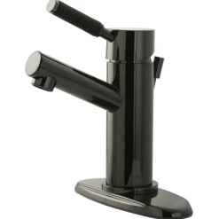 Discount NS8420DKL Water Onyx Single Handle Lavatory Faucet with Anti-Slide Handle Sleeve and Brass Pop up Drain in Black Nickel 4