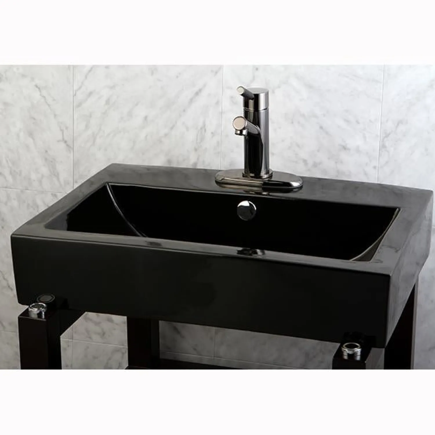 Discount NS8420DKL Water Onyx Single Handle Lavatory Faucet with Anti-Slide Handle Sleeve and Brass Pop up Drain in Black Nickel 4" Center Set
