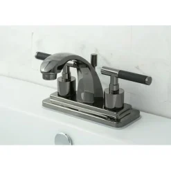 Sale NS4640DKL Water Onyx 4 Inch Centerset Lavatory Faucet with Brass Pop up Drain in Black Nickel 4