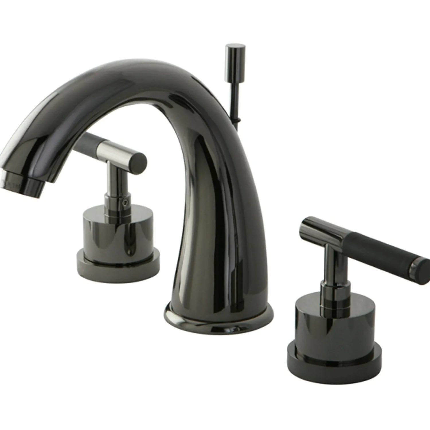 Best NS2960DKL Water Onyx Widespread Lavatory Faucet with Lever Handles and Brass Pop up Drain in Black Nickel 8" Widespread