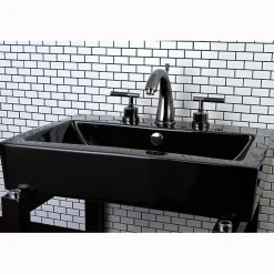 Best NS2960DKL Water Onyx Widespread Lavatory Faucet with Lever Handles and Brass Pop up Drain in Black Nickel 8