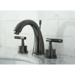 Best NS2960DKL Water Onyx Widespread Lavatory Faucet with Lever Handles and Brass Pop up Drain in Black Nickel 8
