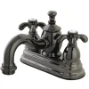 Sale NS7100TX Water Onyx 4 inch Centerset Lavatory Faucet with Cross Handles and Brass Pop up Drain in Black Nickel 4" Center Set