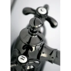 NS7000TX Water Onyx 4 Inch Centerset Lavatory Faucet with Cross Handles and Brass Pop up Drain in Black Nickel 4