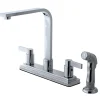 Best NuvoFusion Double Handle High Rise Spout Kitchen Faucet with Side Sprayer Faucets With Side Spray